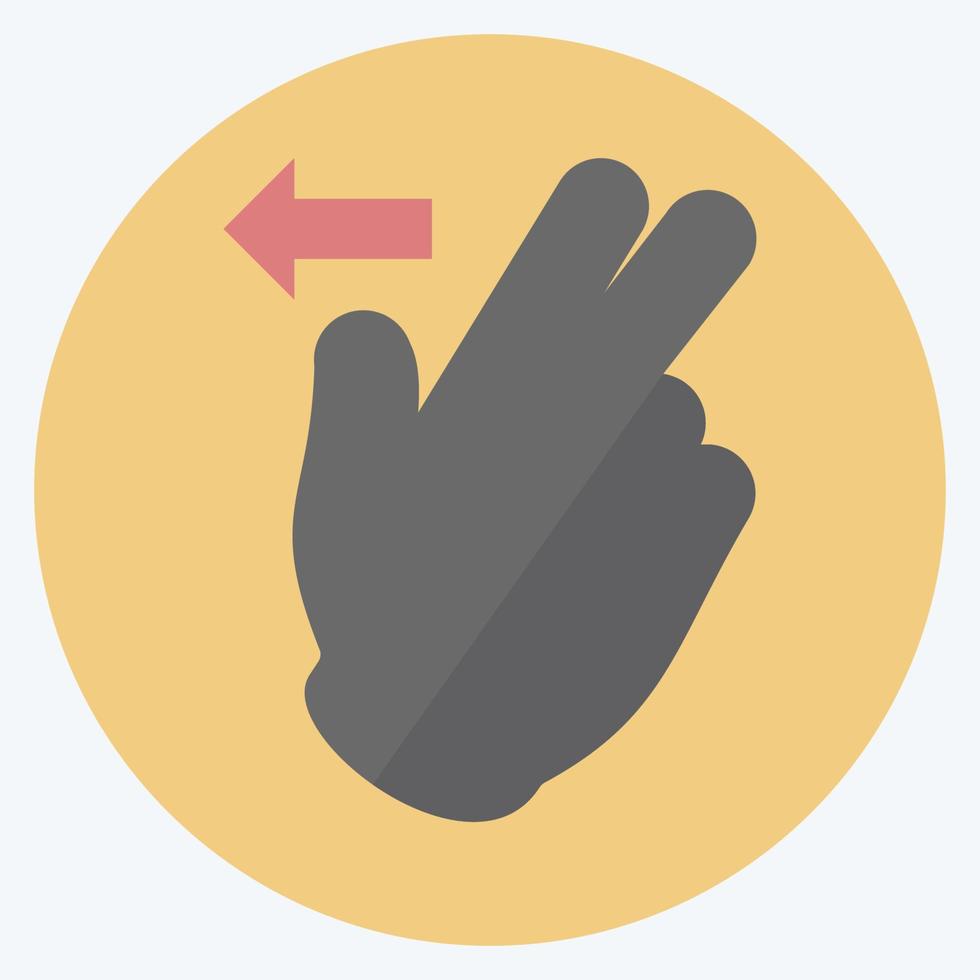 Icon Two Fingers Left - Flat Style - Simple illustration,Editable stroke vector