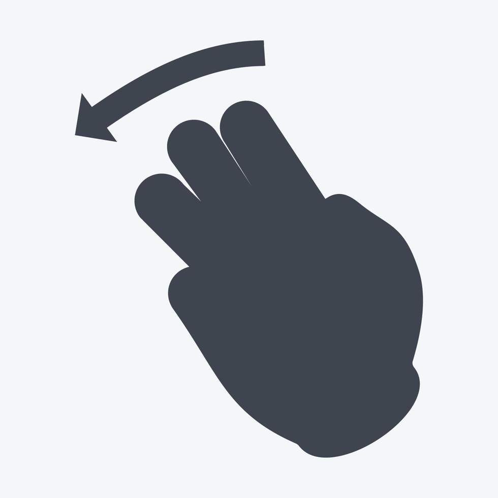icono de tres dedos a la izquierda - estilo de glifo - ilustración simple, trazo editable vector