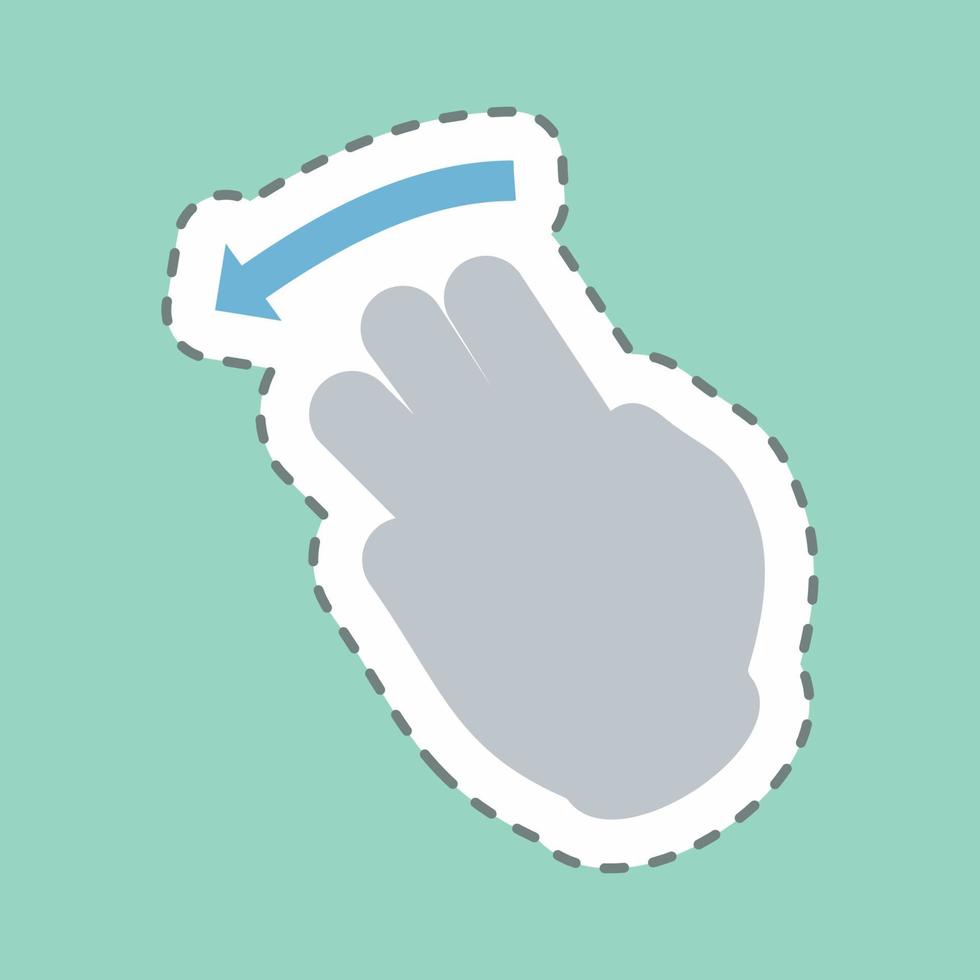 Sticker Three Fingers Left - Line Cut - Simple illustration,Editable stroke vector