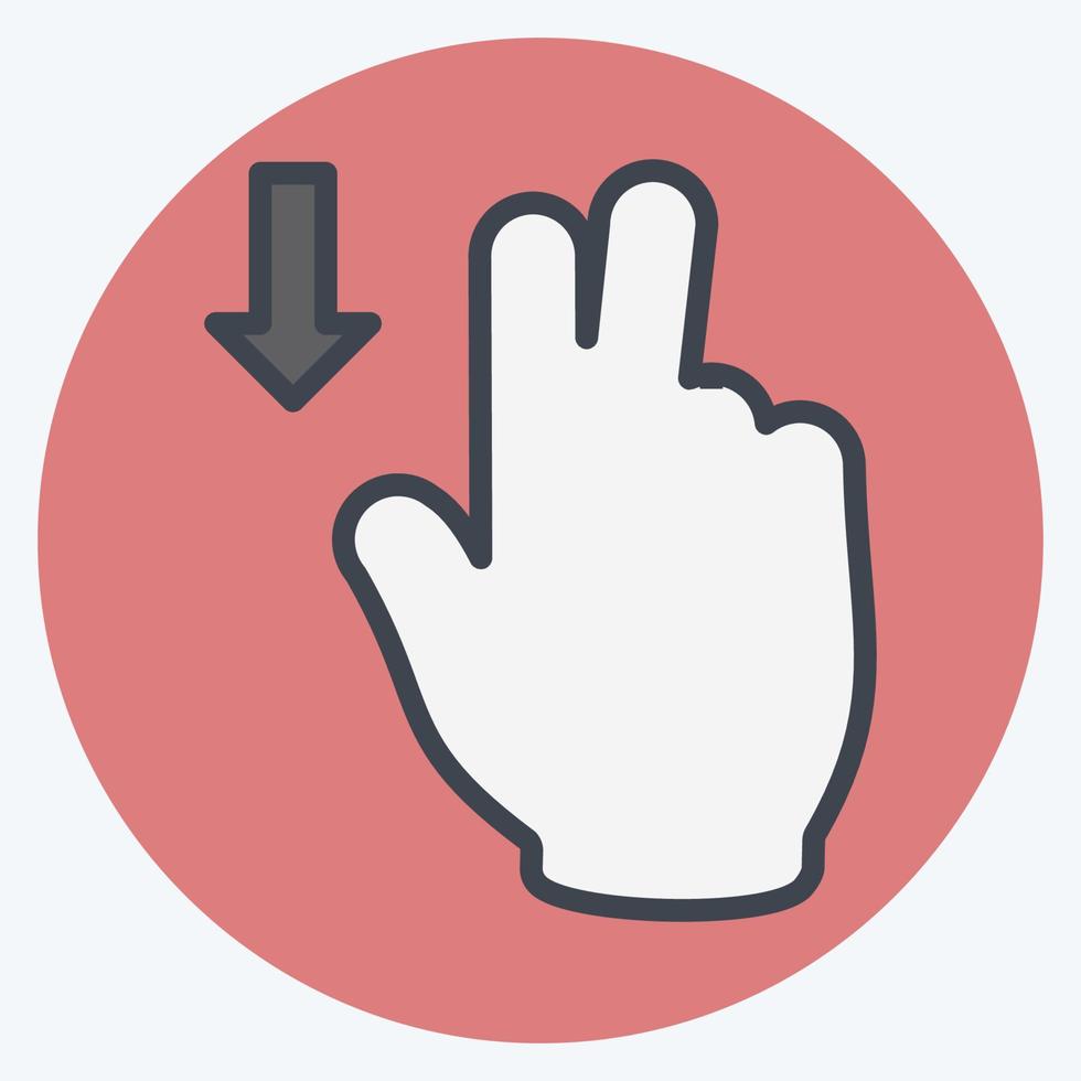 Icon Two Fingers Down - Color Mate Style - Simple illustration,Editable stroke vector