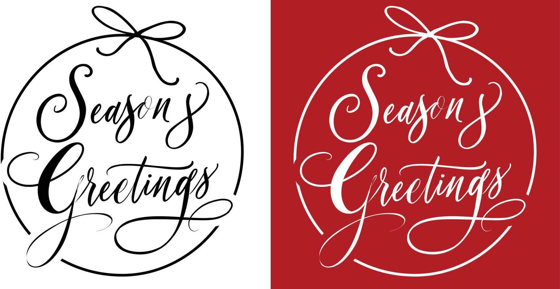 Season's greeting decorative placement icon design, black on white, white on red, for christmas card, print, decoration, scrapbooking, invitation, stencil, sticker, wallpaper, gift wrapping vector