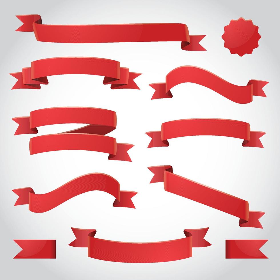 Set of Red Ribbons vector