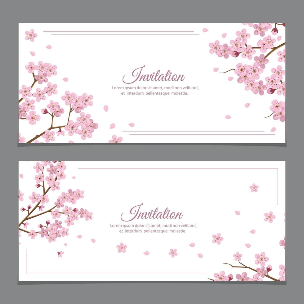 Sakura Flowers Invitation Cards vector