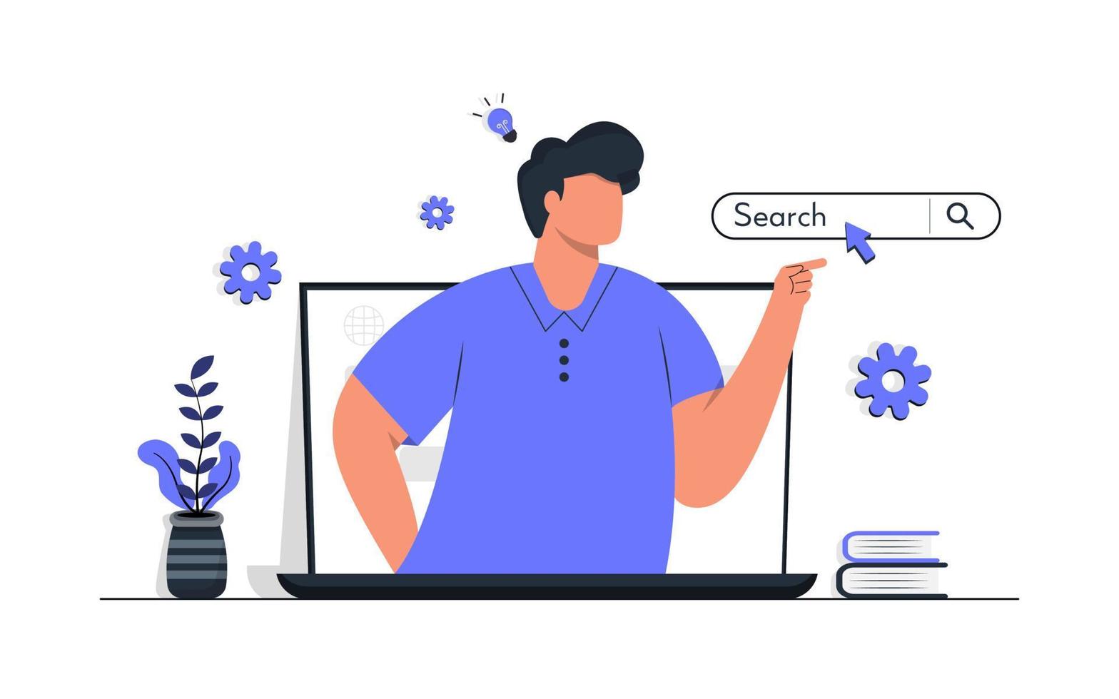 Browser Search Engine Concept Flat Illustration vector