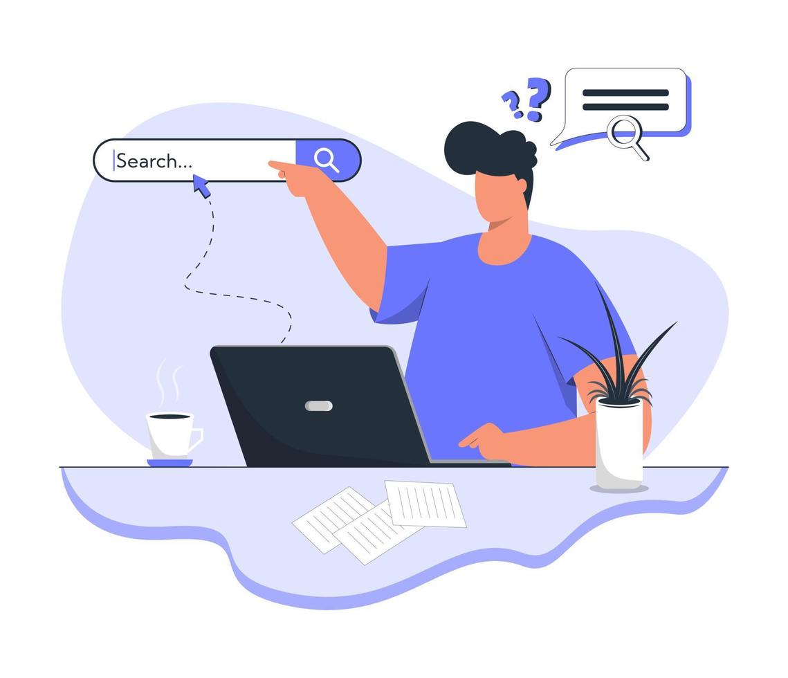 Web Search Engine Concept Flat Illustration vector