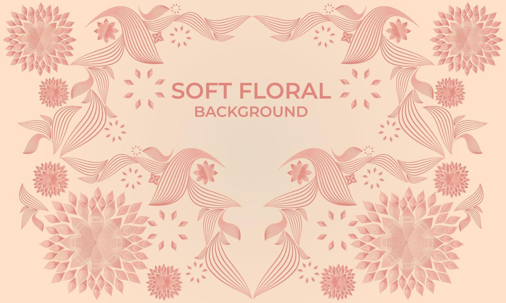 soft color line floral ornament shape background vector