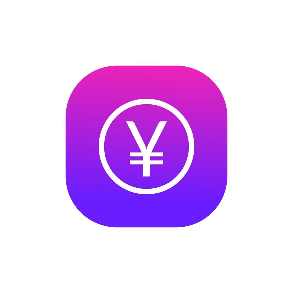 Yuan symbol coin button with gradient vector