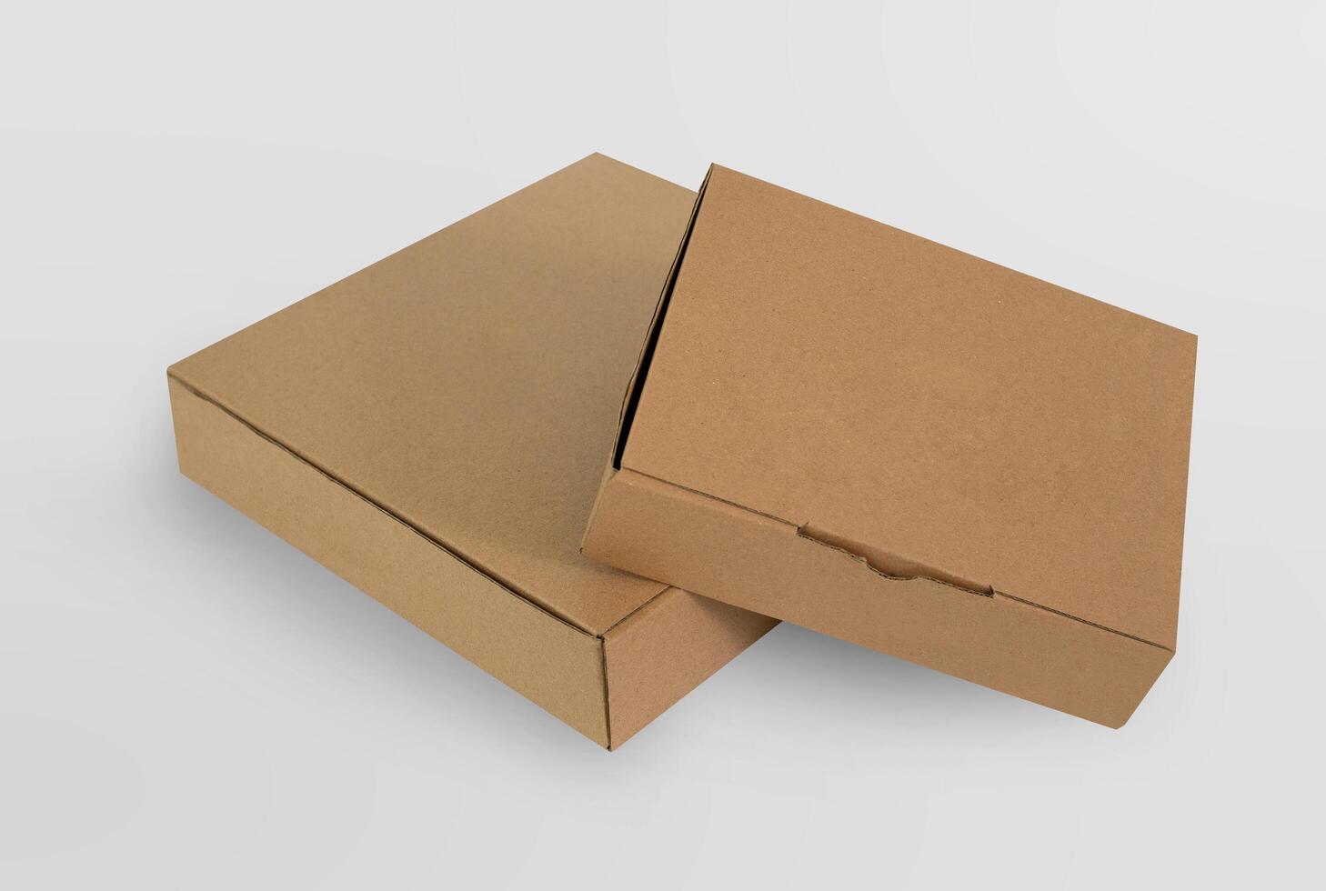 Gift box mockup of brown cupboard photo