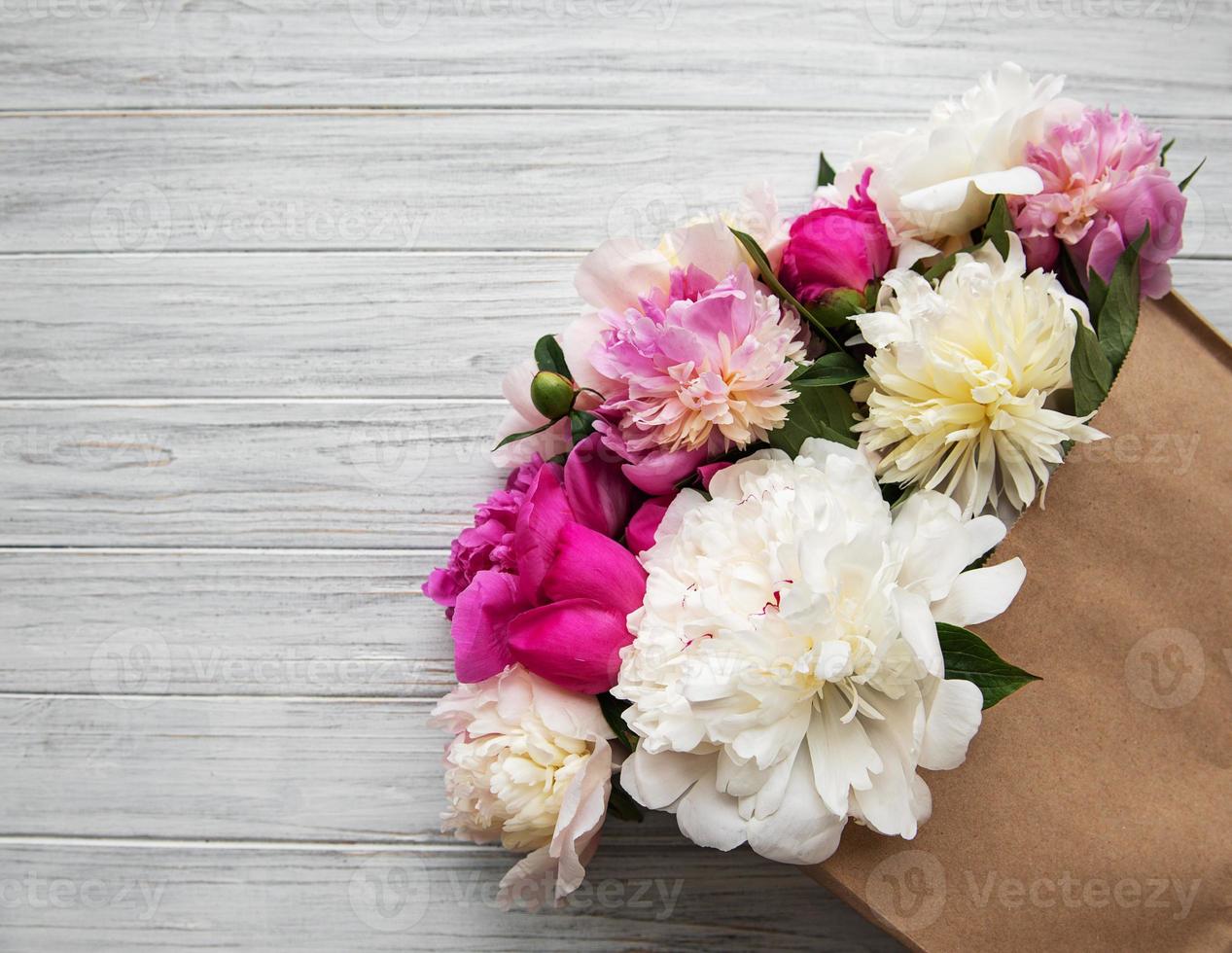 Background with pink peonies photo