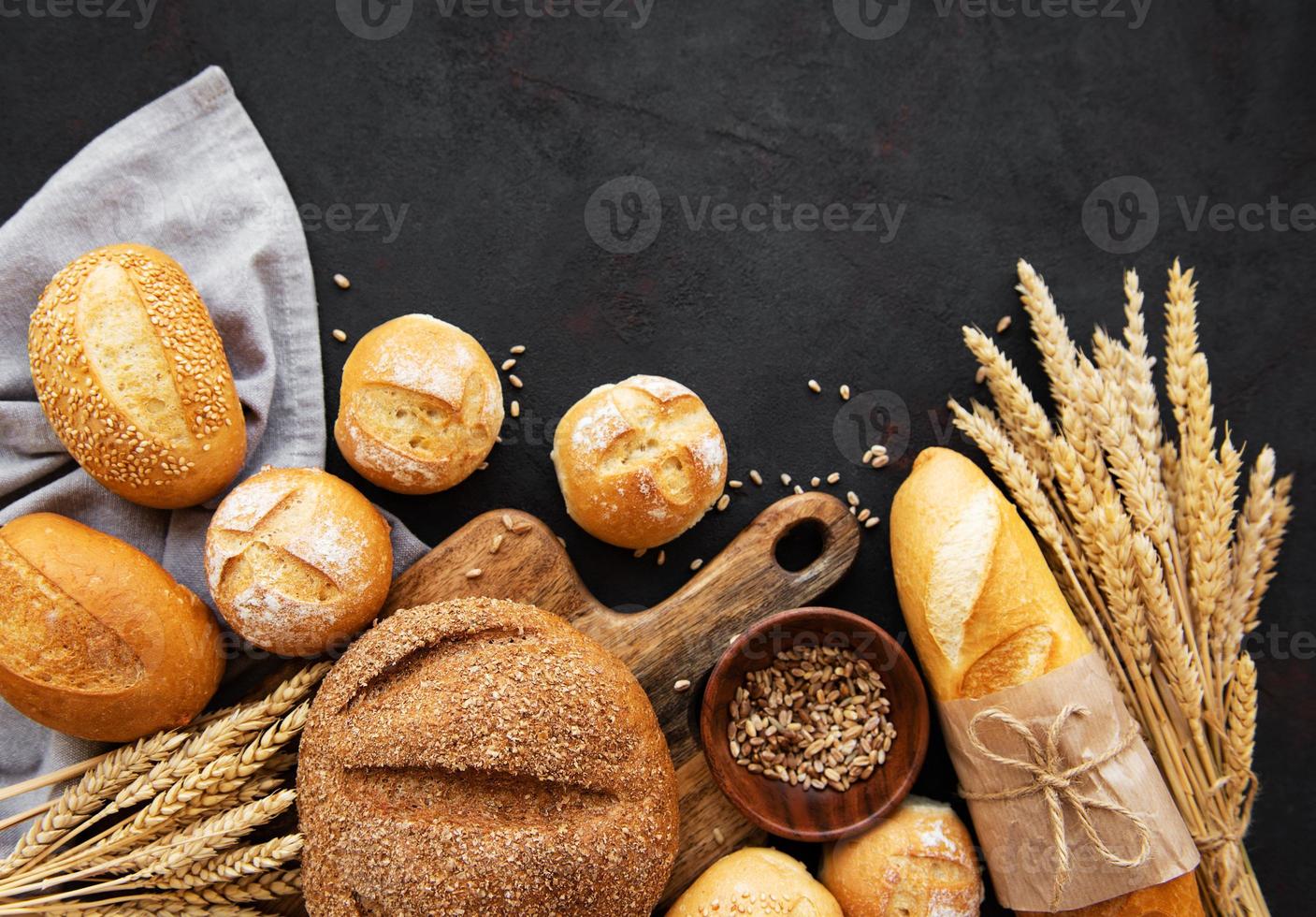 Assortment of baked bread photo