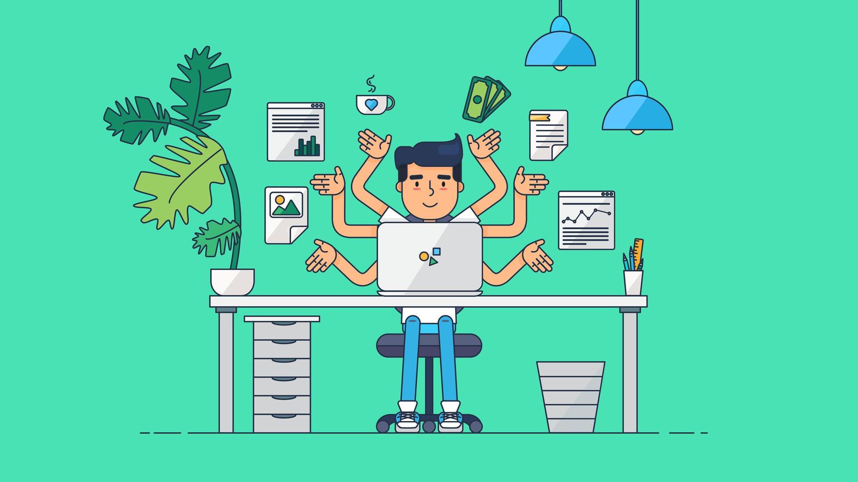 Creative Tech Workspace vector