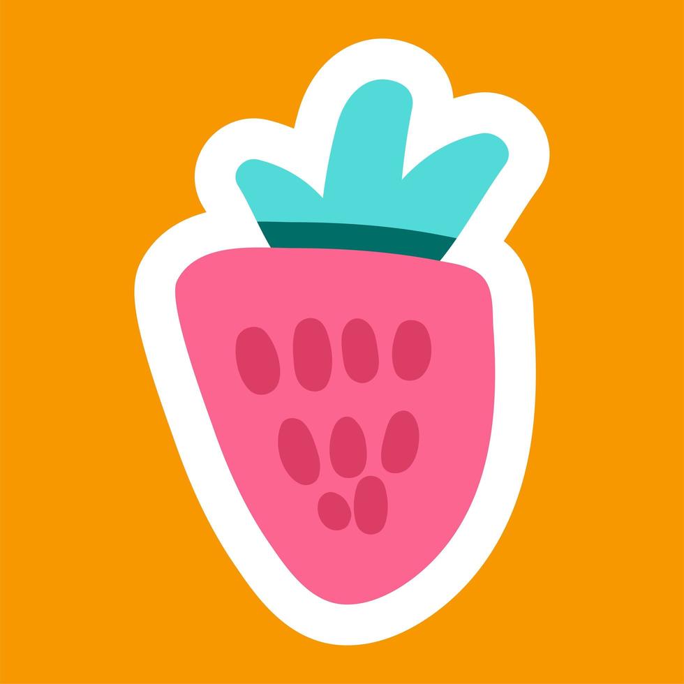 Strawberry cartoon sticker vector