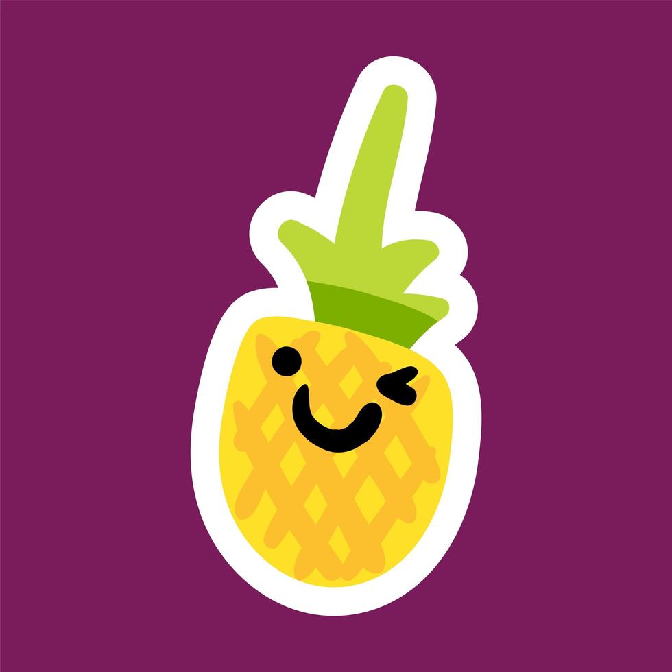 Sticker with pineapple vector