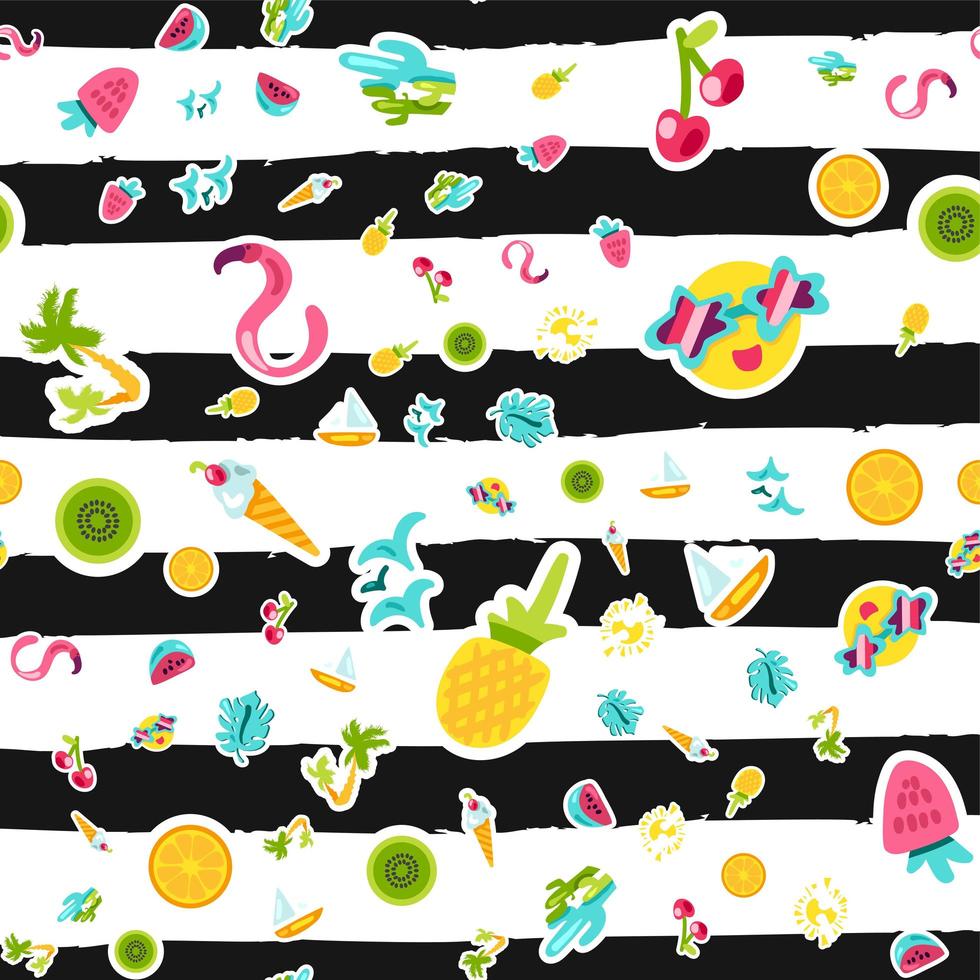 Vector Tropical Summer Seamless Pattern in doodles