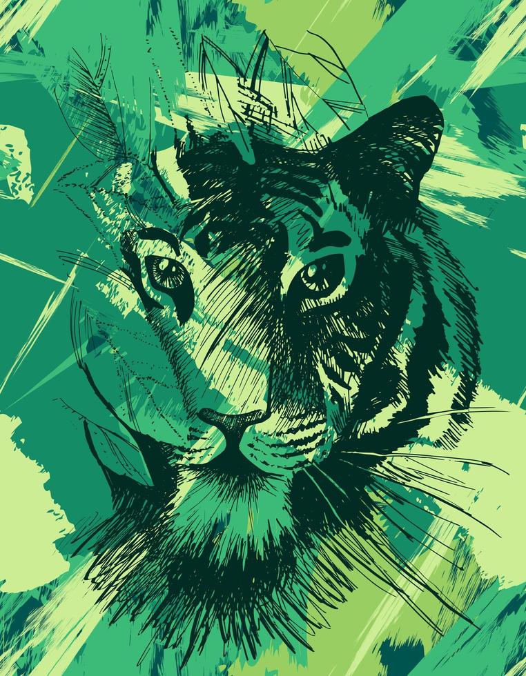 Grunge wild tiger vector