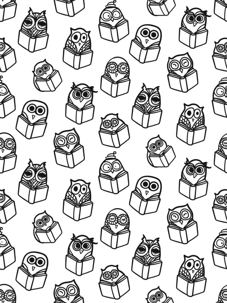 Owls hand drawn pattern vector