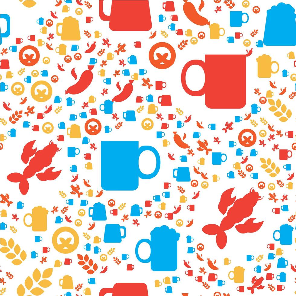 Oktoberfest Seamless Pattern With Drink and Food vector