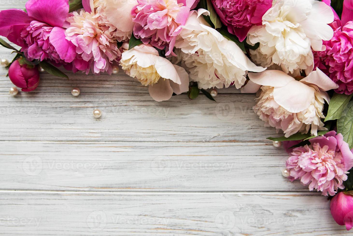 Background with pink peonies photo