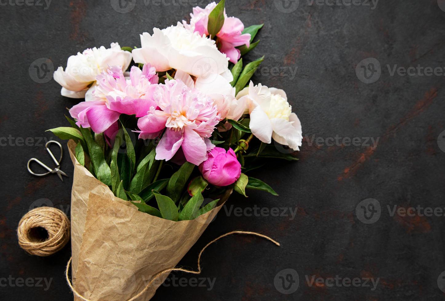 Background with pink peonies photo