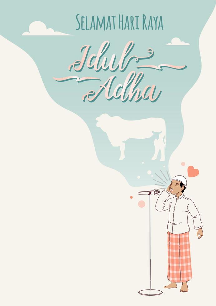 Illustration of Muslim men praying on the Eid al Adha day vector