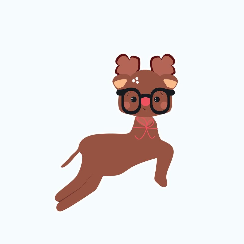 Beautiful deer with glasses on white background vector