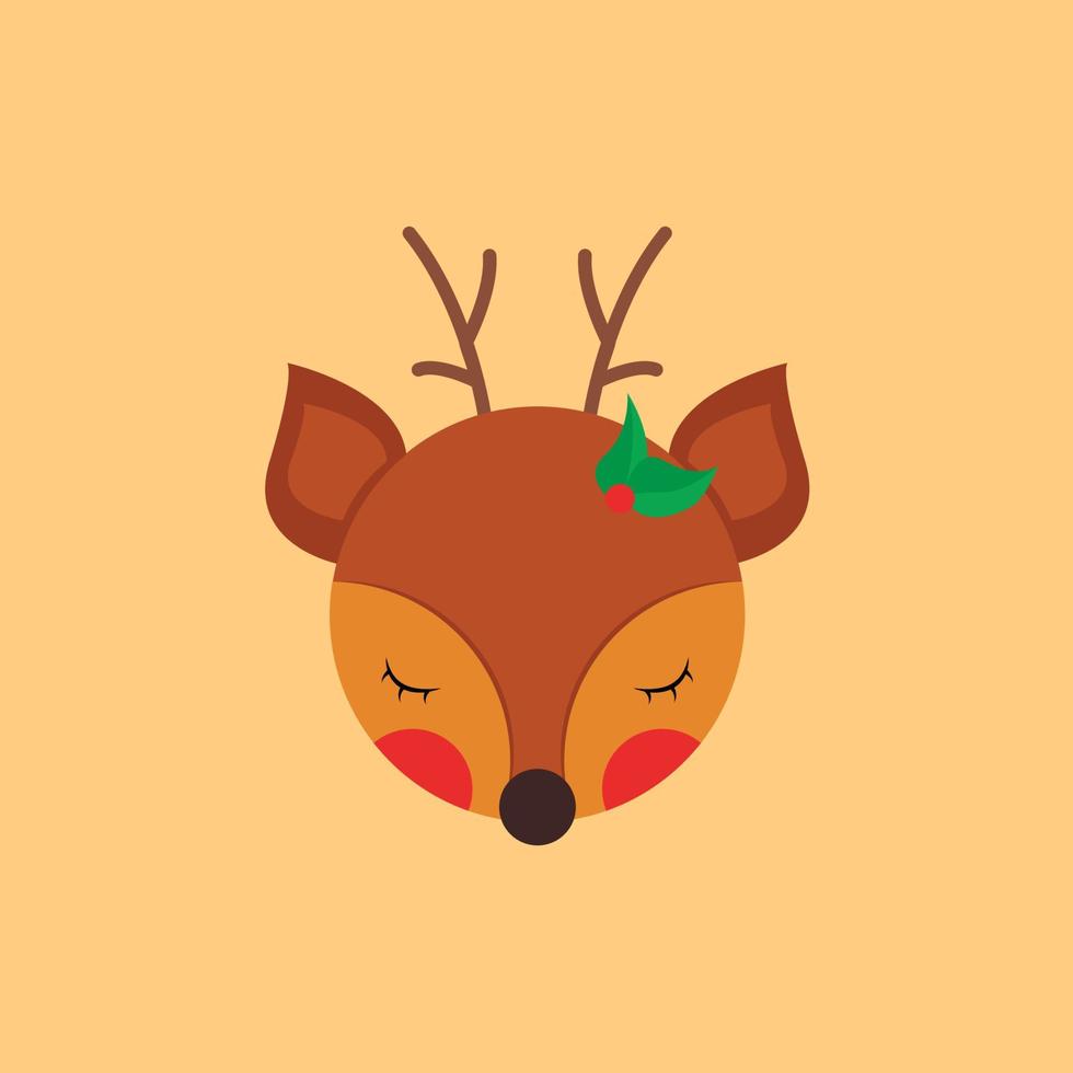 Cute little deer head animal cartoon vector