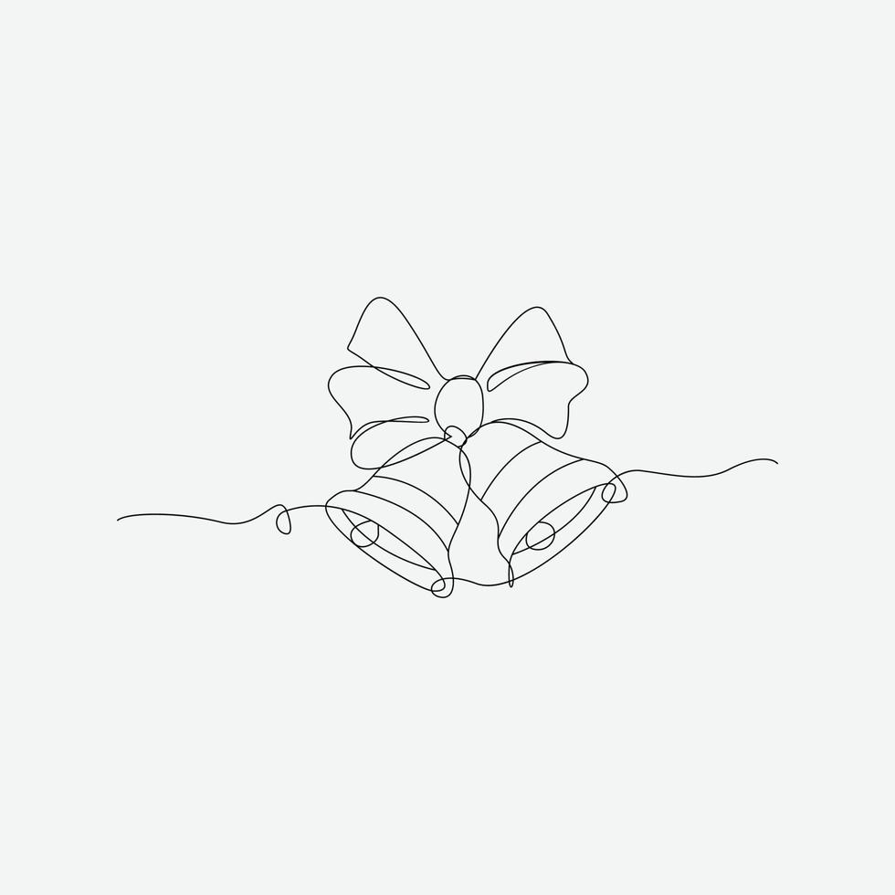 Continuous Line Drawing Of Christmas Bells vector