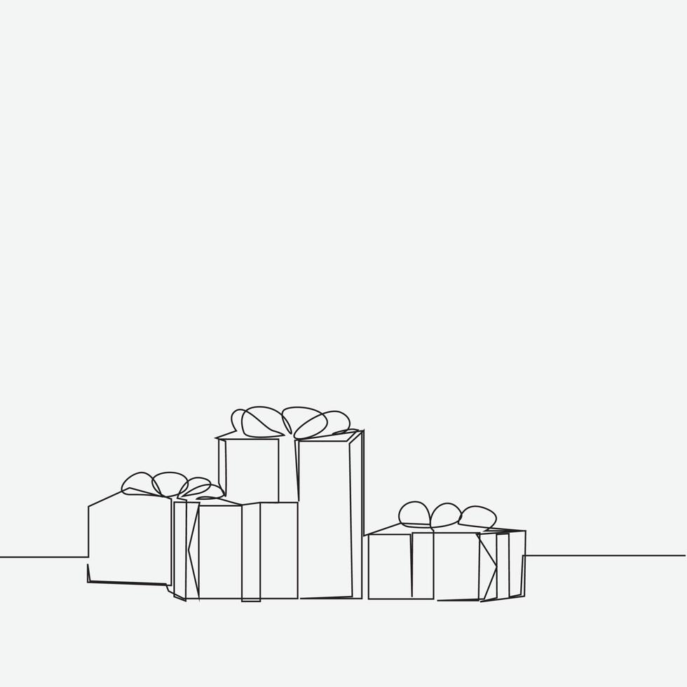 caja de regalo de dibujo de línea continua vector