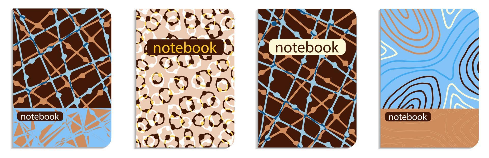 Pattern  cover of notebook. Modern abstract page A4 design for diary, planner, book.  Hand drawn patterns, vector illustration.