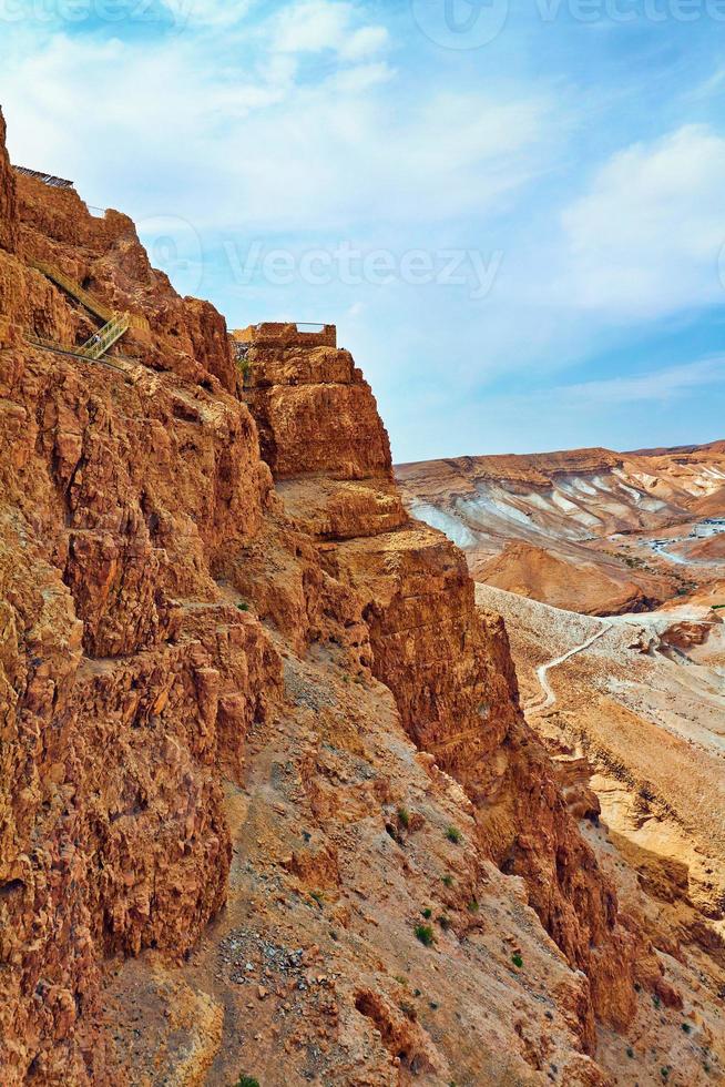 View of Masada fortress, Israel. Is an ancient fortification in the Southern District of Israel photo