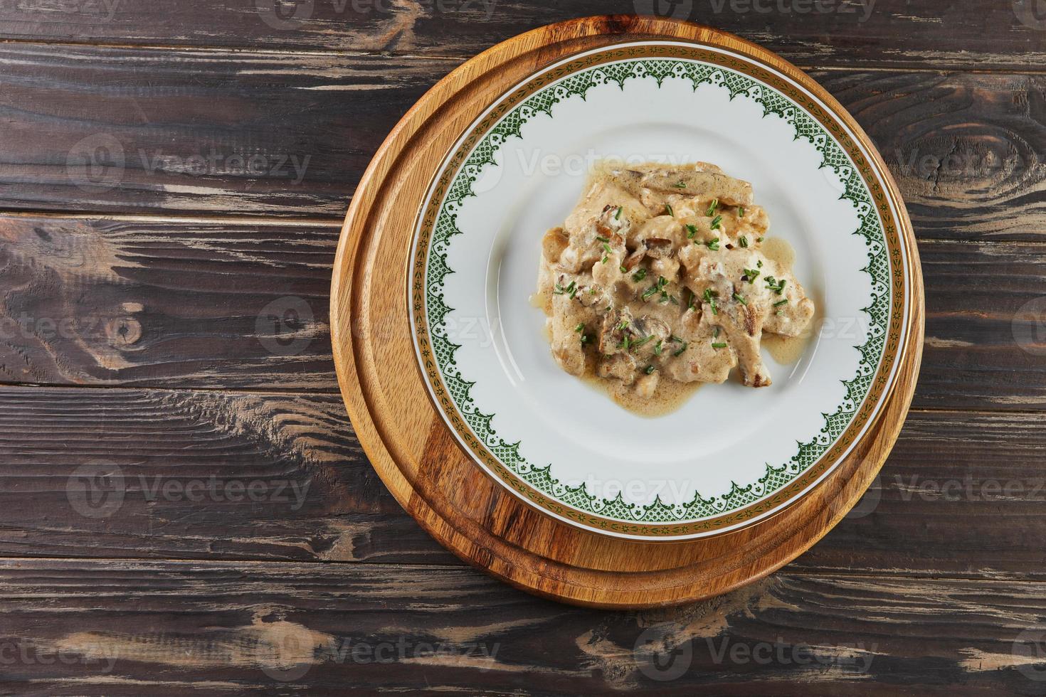 Veal almonds with Jordanian mushrooms. French gourmet cuisine photo