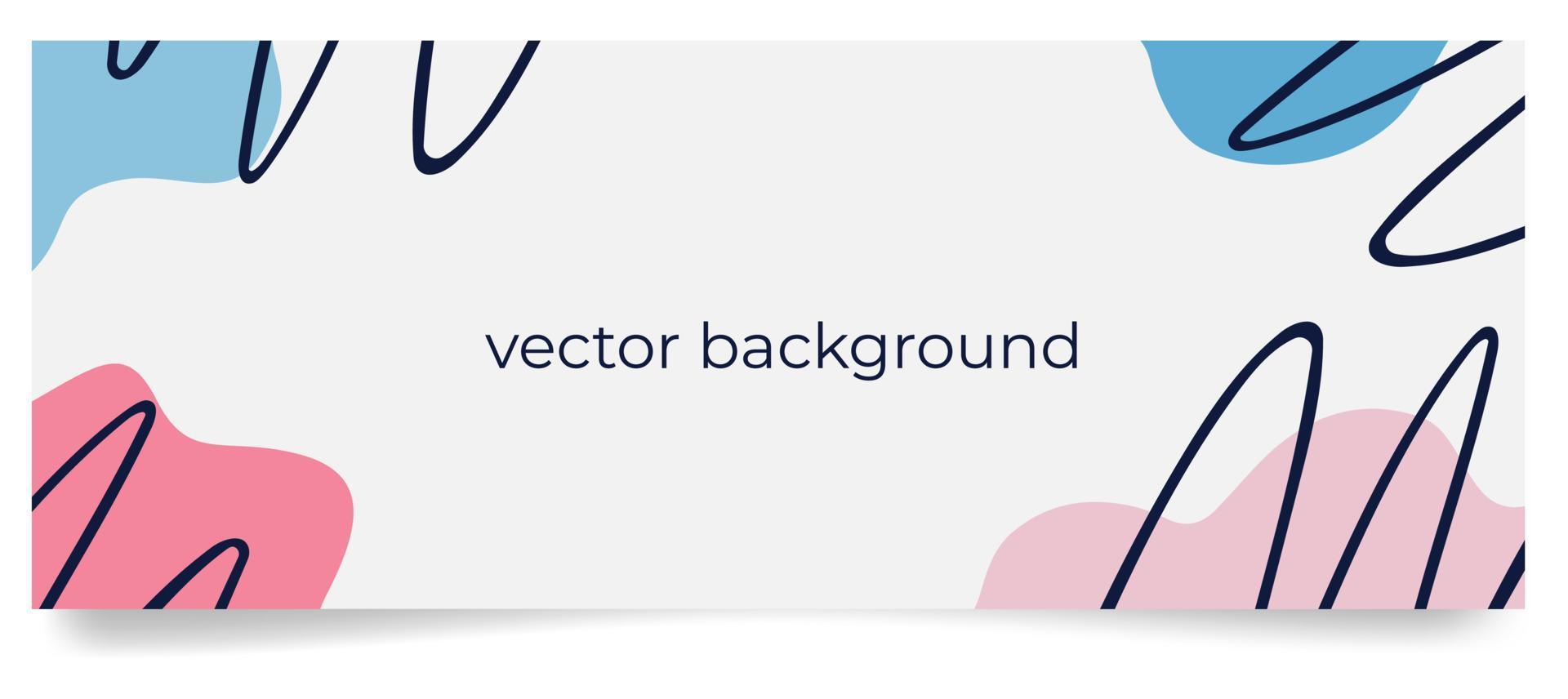 Vector background with abstract hand-drawn spots. Horisontal banner template. Vector illustration