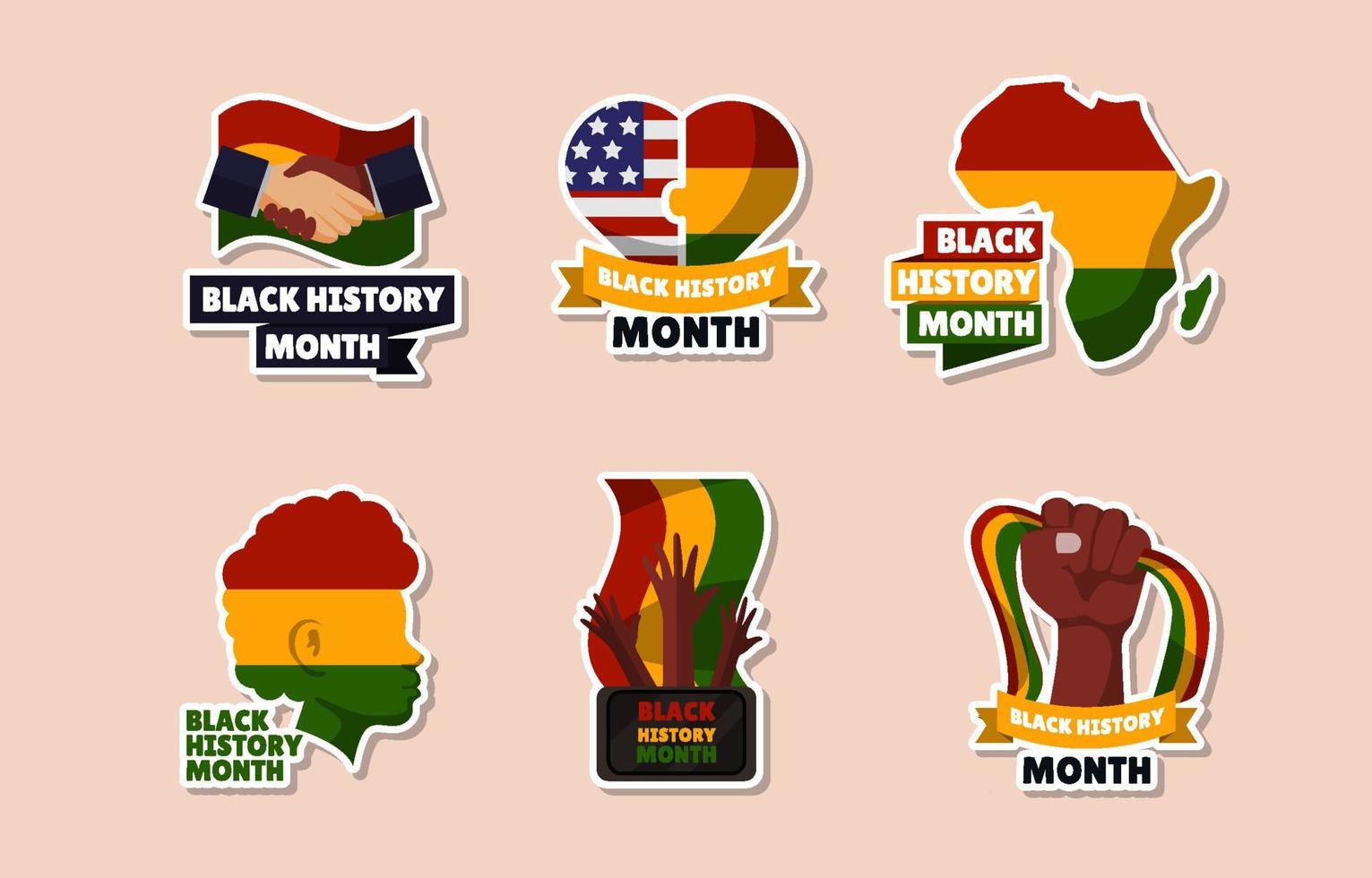 Black History Month Sticker Set vector