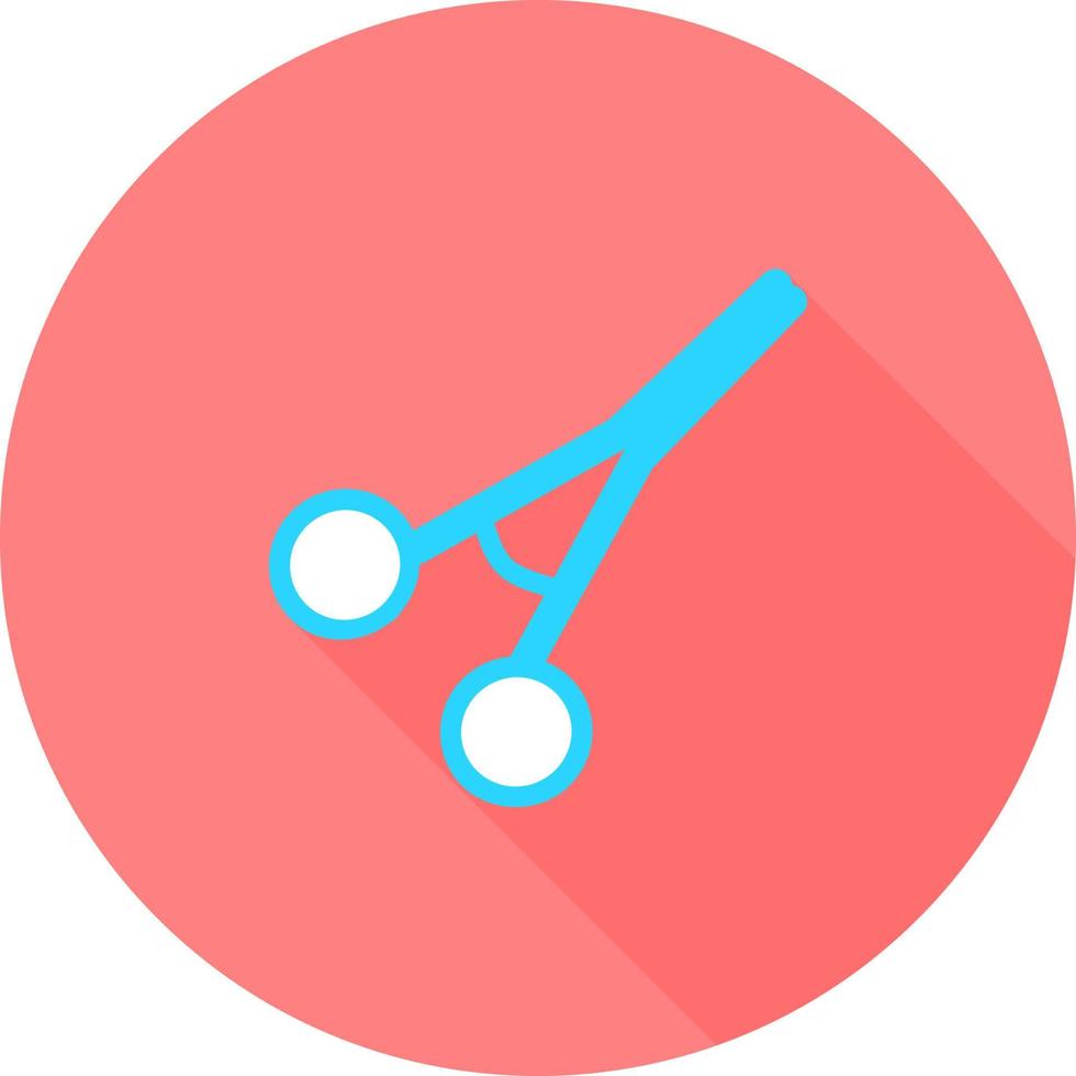 Professional medical scissor in circle icon with long shadows. Surgical Instrument, Medical clamp, hairstyle scissor icon. Medical equipment. Scissors icon vector illustration.
