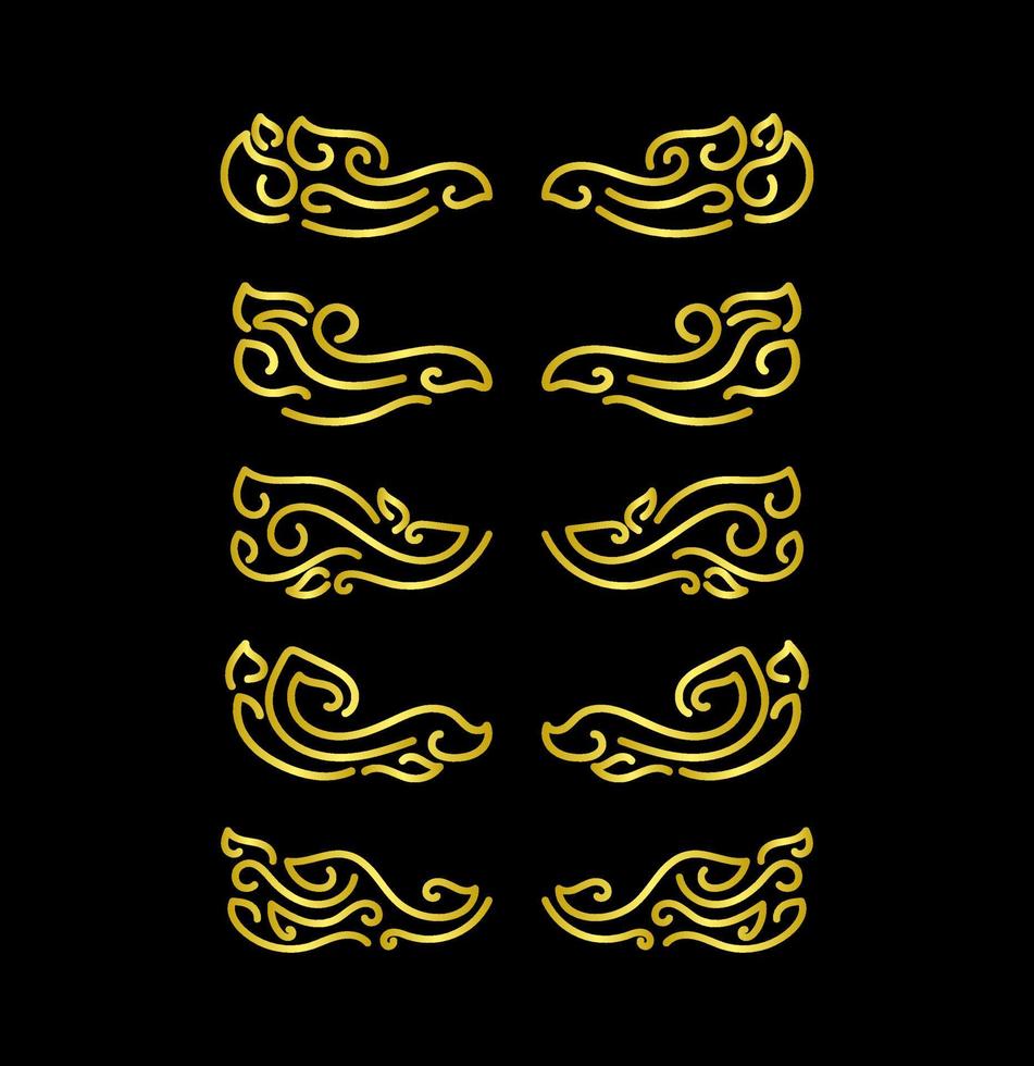 Gold Borders Elements Set Collection, ornament Vector