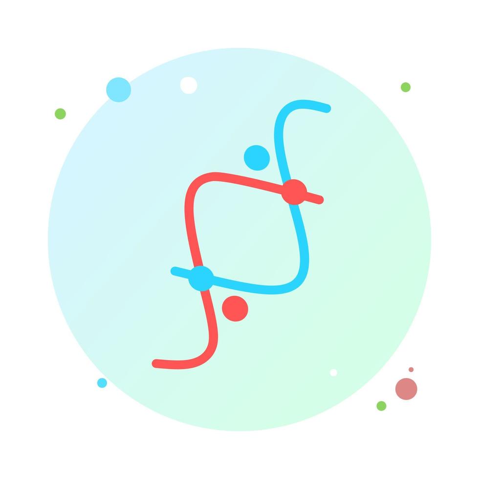 DNA spirals in circle icon. Deoxyribonucleic, nucleic acid helix in round circle icon. Spiraling strands. Chromosome. Molecular biology. Genetic code. Genome. Genetics. Isolated vector illustration.