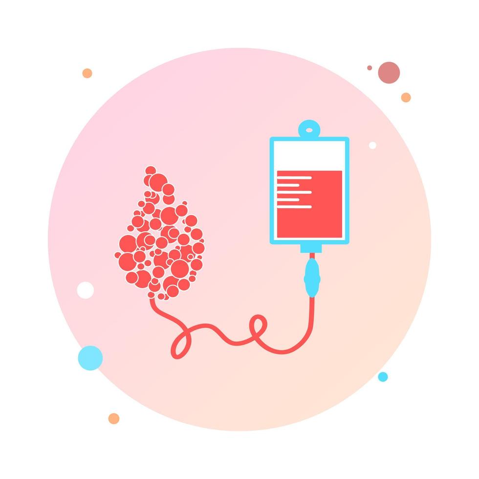 Infusion in circle icon. Intravenous bag, blood, drip in round shaped. Medical help concept. Vector illustration can be used for topics like hospital, therapy, chemotherapy. Iv, infuse, blood bag icon