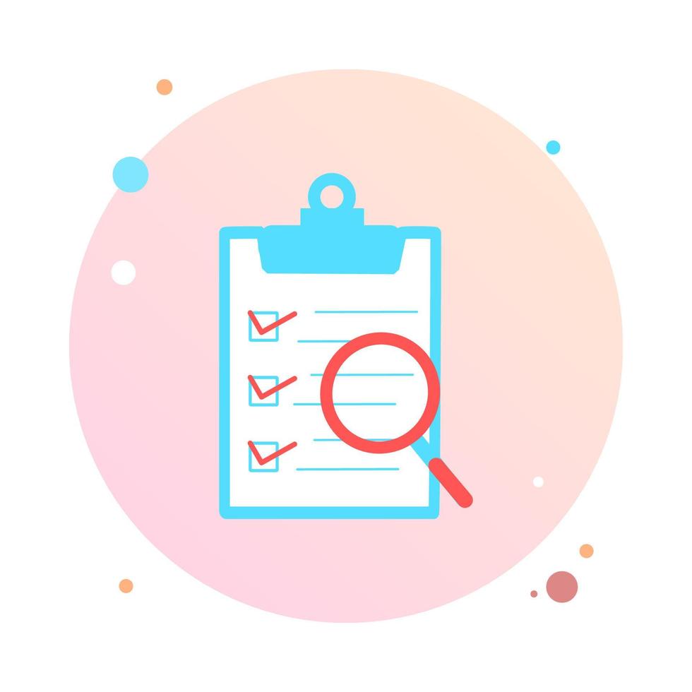 Medical report in circle icon. Clinical record, prescription, claim, medical check marks report, health insurance concepts. Premium quality. Modern flat design graphic elements. Vector illustration