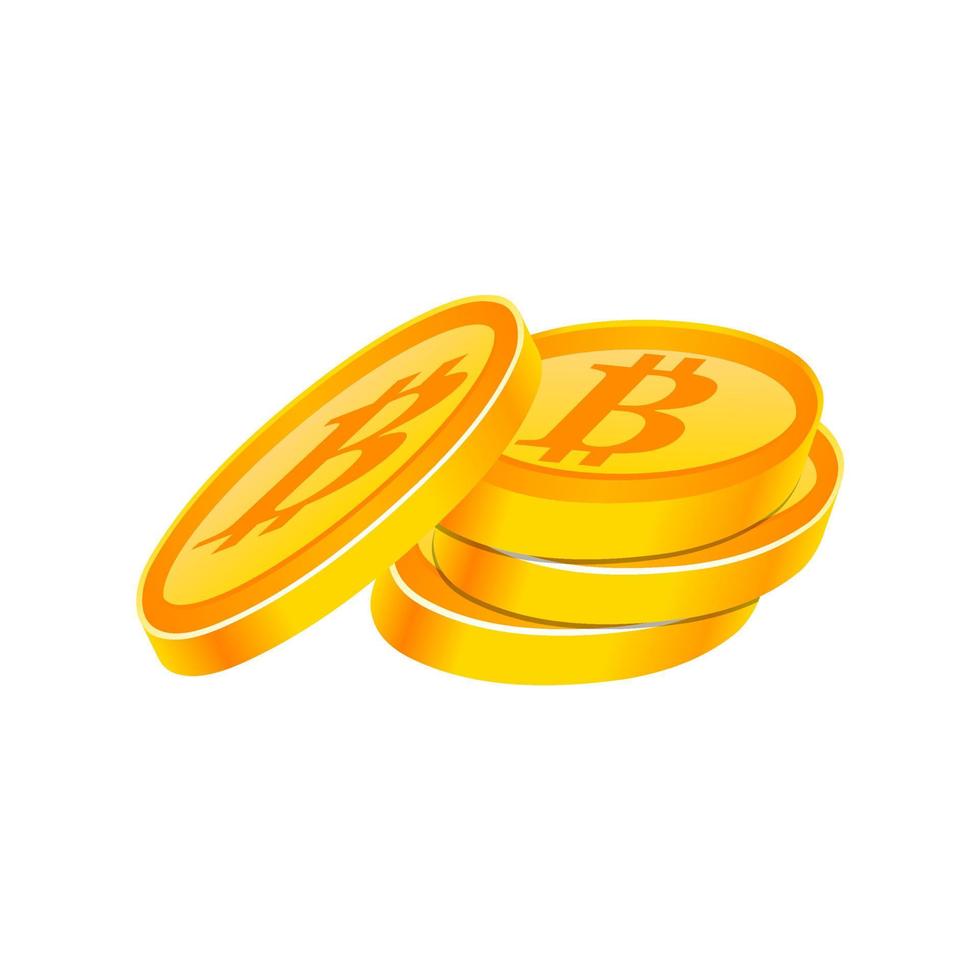Bitcoin cryptocurrency coin. Money icon in isometric style. Business concept, finance and Internet online payment system. Vector illustration sign on white background.