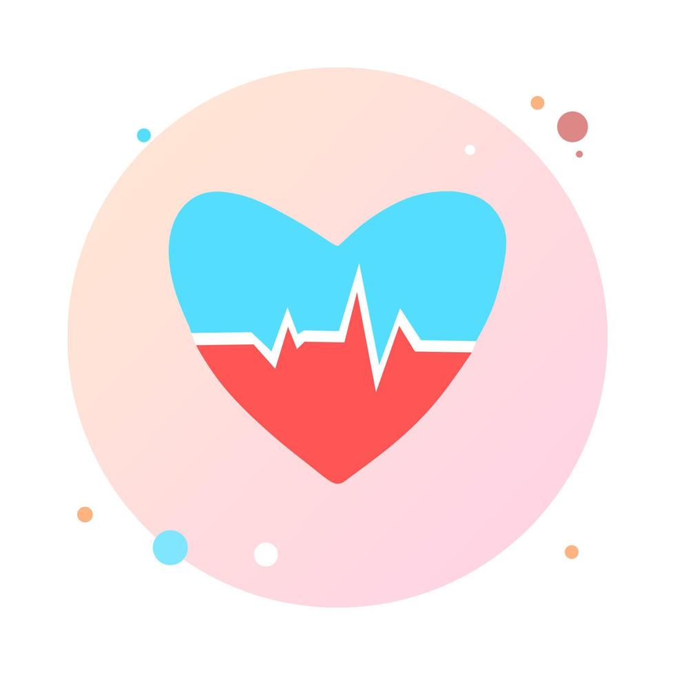 latido del corazón en el icono de círculo. pulso del corazón en icono de forma redonda. hermosa asistencia sanitaria y médica. icono, signo o logotipo de moderno diseño simple. batir el icono de pulso. cardiología del cuidado del corazón. día mundial del corazón. vector