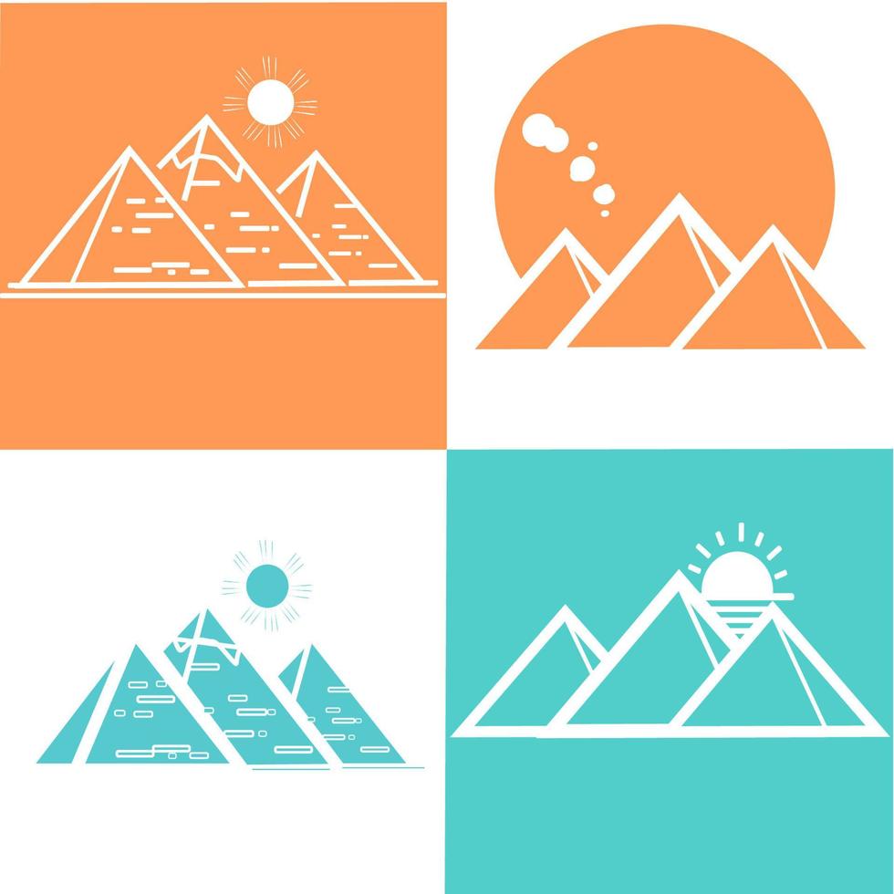 Set of Desert logo and template. Vector linear round icon of water or desert landscape. Minimal abstract emblem for business emblem, badge for a travel, tourism, ecology concept, health, poster, card,