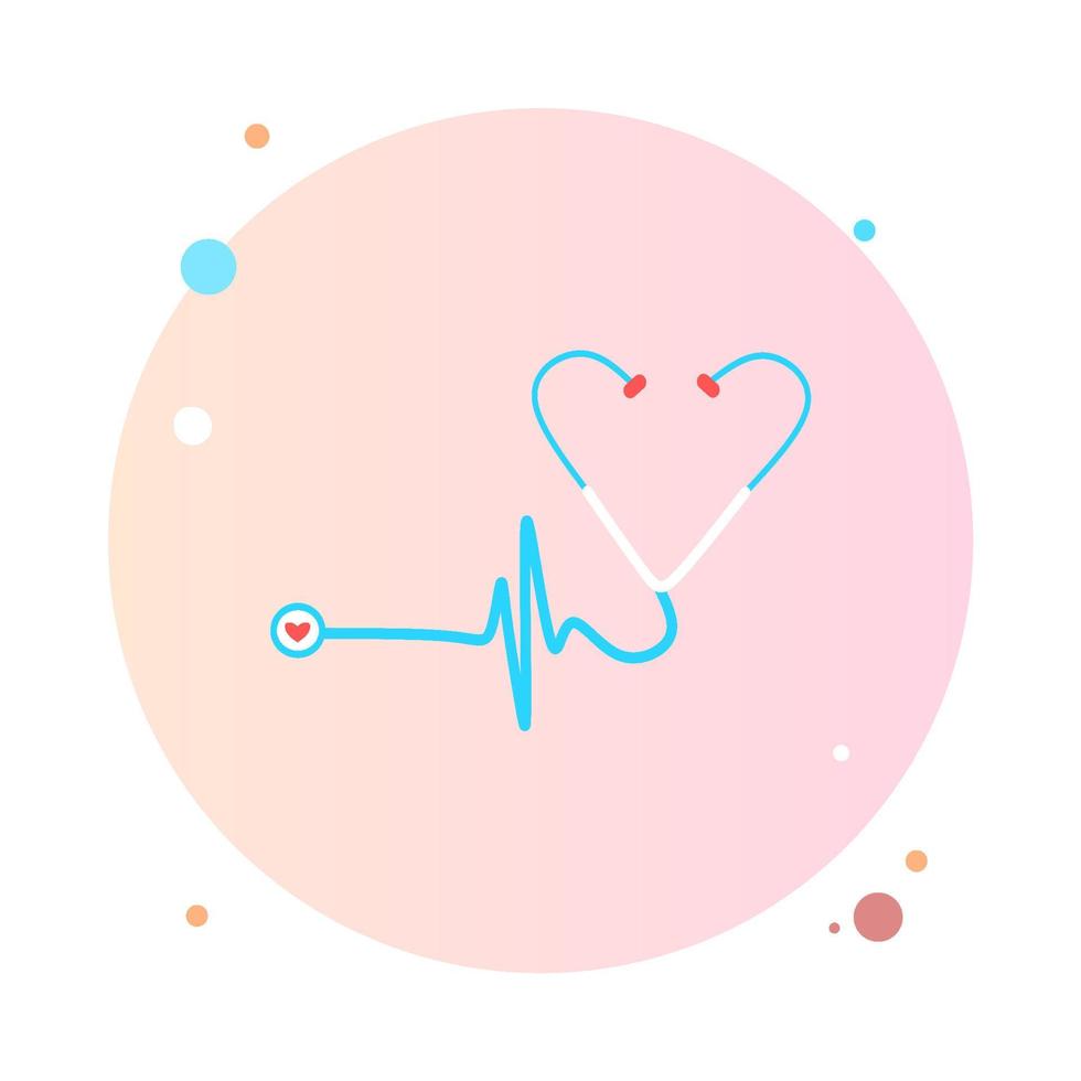 Stethoscope in circle icon trendy flat style. Stethoscope in round shaped icon symbol for your web site, logo, mobile app, UI design. Stethoscope icon vector illustration.