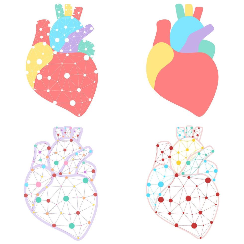 Healthy heart beats link connected model. Triangle connected dots point online doctor. Pulse internal body modern innovative technology render vector illustration. Anatomical cardiology concept.