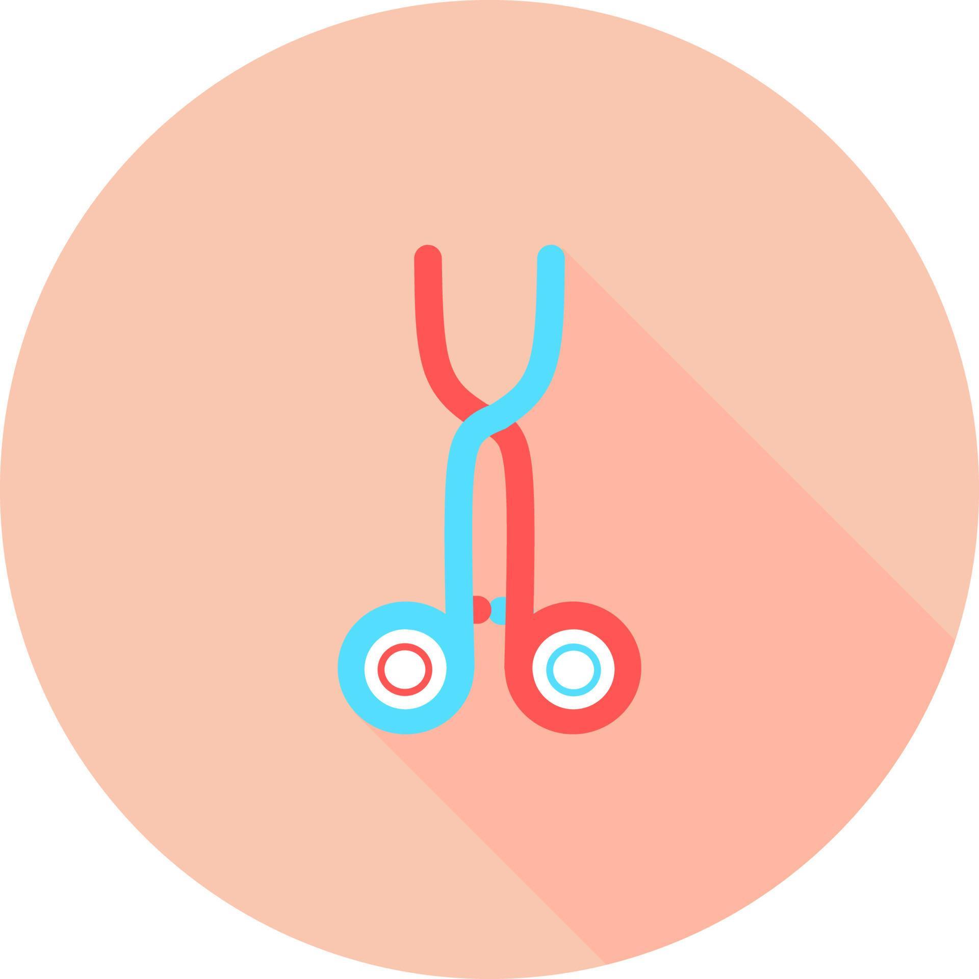 Professional medical scissor in circle icon with long shadows. Surgical