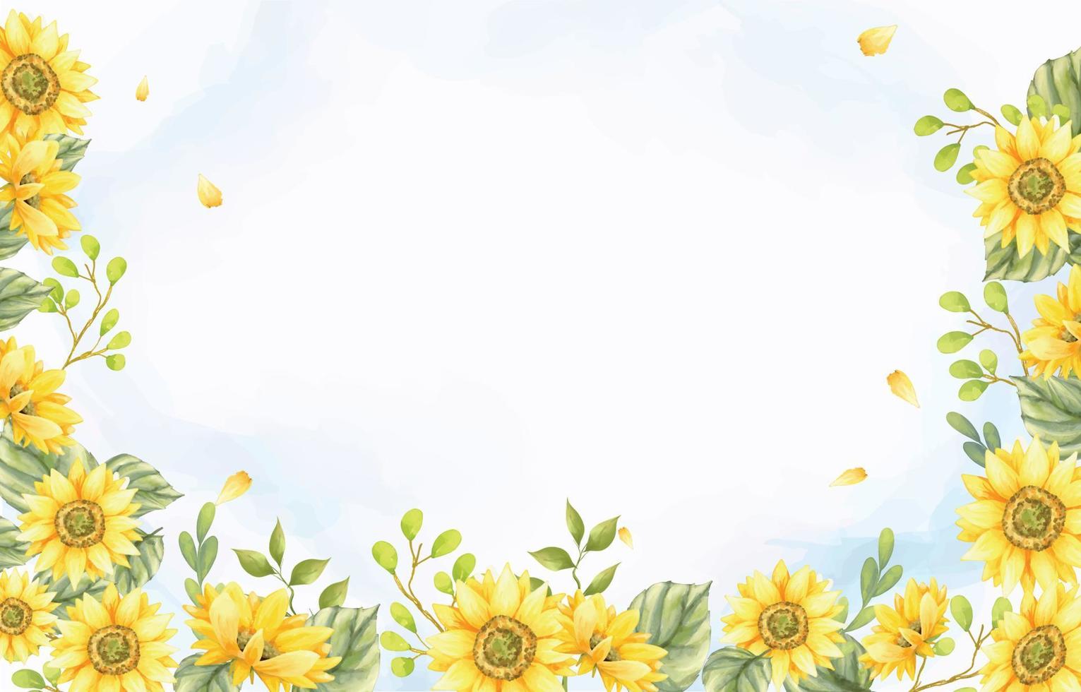 Watercolor Spring Background with Sunflower Ornament vector