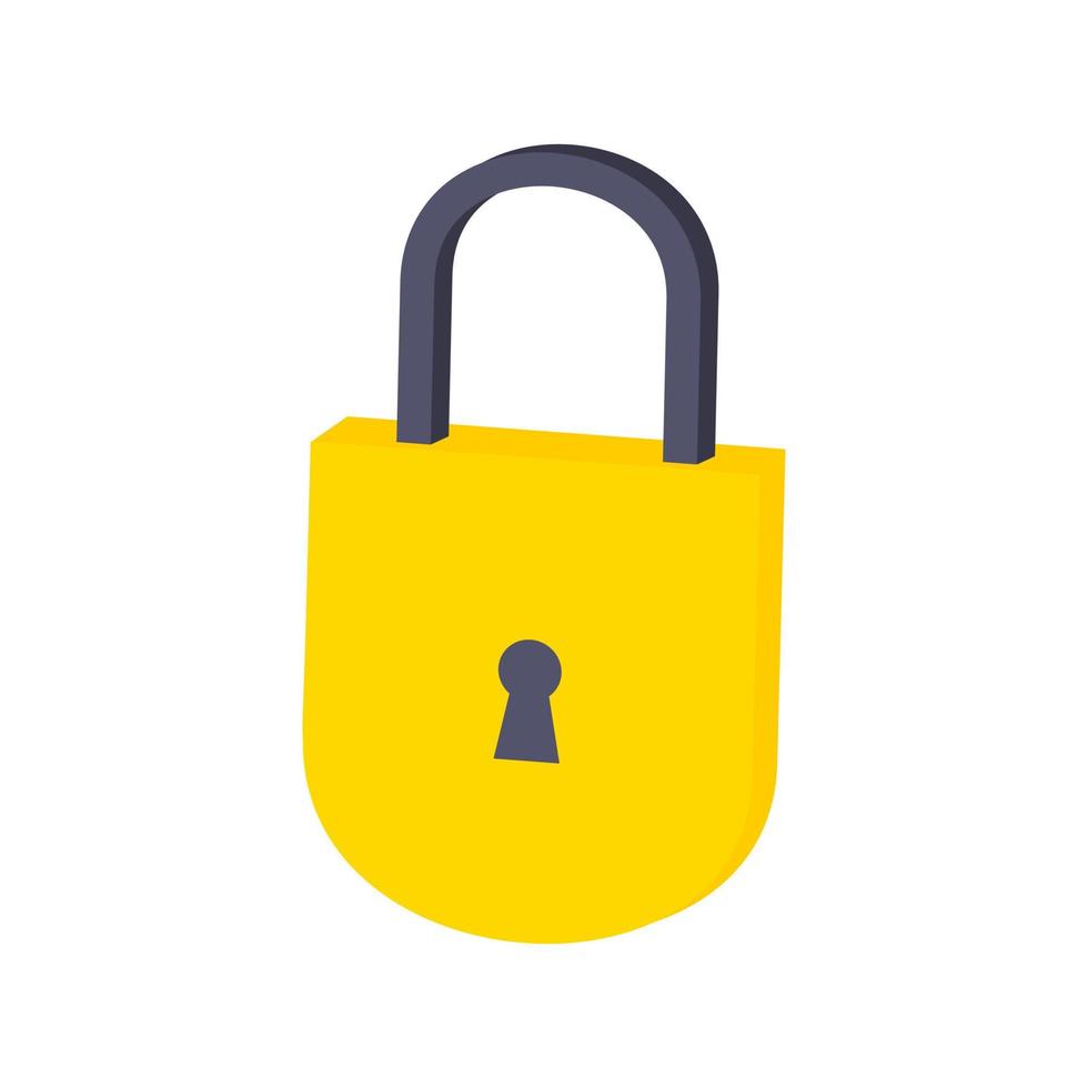 3D Isometric closed lock icon. Padlock icon for mobile and web application. Perfect for web design, banner, presentation, printed materials, infographics. Vector illustration.