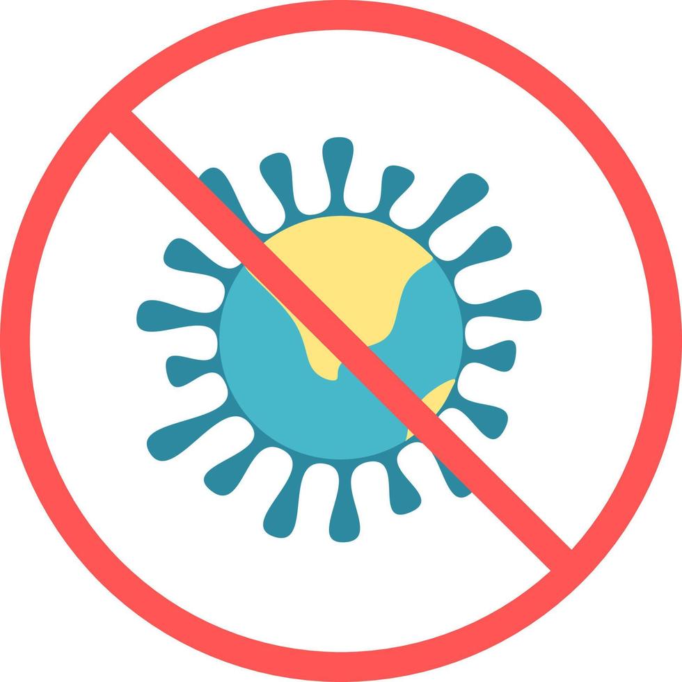 Stop coronavirus in the world sign or coronavirus has gone in earth globe blood vector icon isolated in white background for apps mobile, print and websites. Warning label.