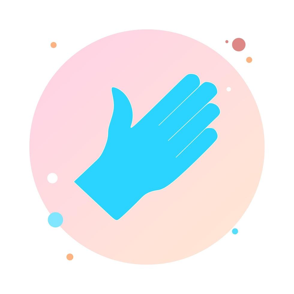 Medical gloves in circle icon. Protective rubber gloves in round icon for infographic, website or mobile app. Latex hand protection sign. Housework cleaning equipment symbol. Vector illustration.