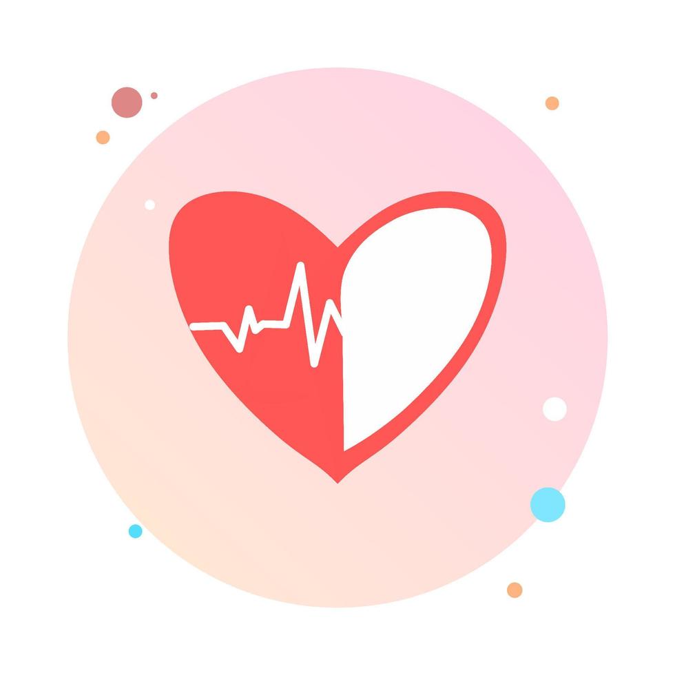 latido del corazón en el icono de círculo. pulso del corazón en icono de forma redonda. hermosa asistencia sanitaria y médica. icono, signo o logotipo de moderno diseño simple. batir el icono de pulso. cardiología del cuidado del corazón. día mundial del corazón. vector