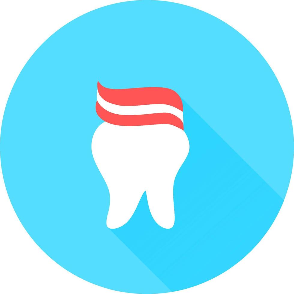 Tooth in circle icon with long shadows. Dental clinic or company vector. Dental symbol vector icon for web site, ui, app. Creative dentist stomatology medical concept.